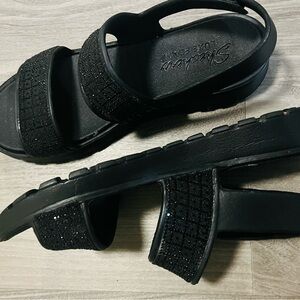Skechers Black Glitter Sandals